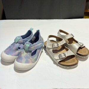Two pairs Cat & Jack toddler girl shoes gently loved size 8